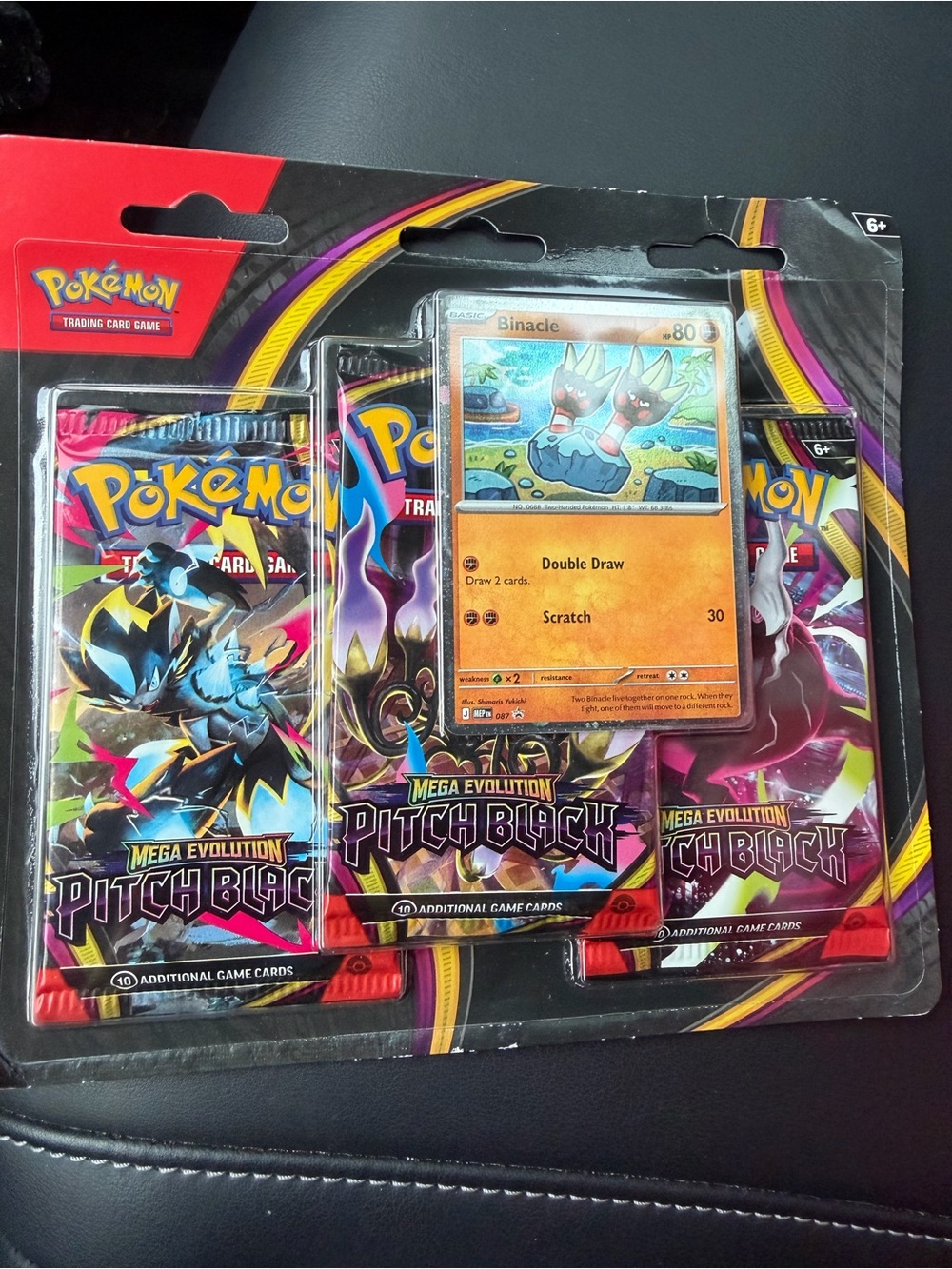 Pokemon Mega Evolution Pitch Black Blister Pack with Orange Binacle Promo Card